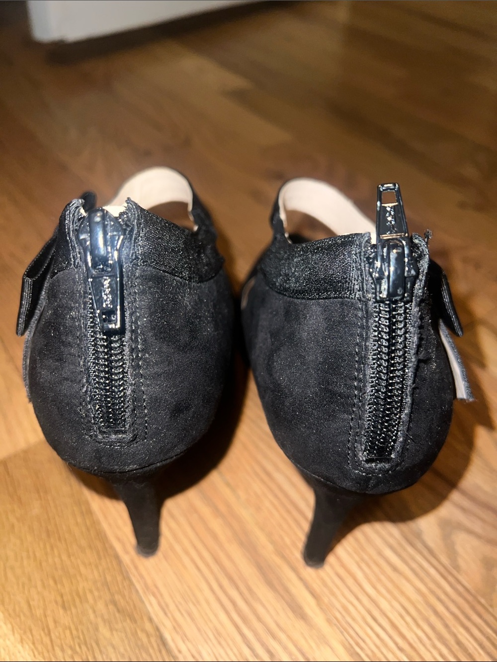 Nine West Black Suede Mary Jane Heels with Ankle Bow Size 7.5 - Picture 6 of 9